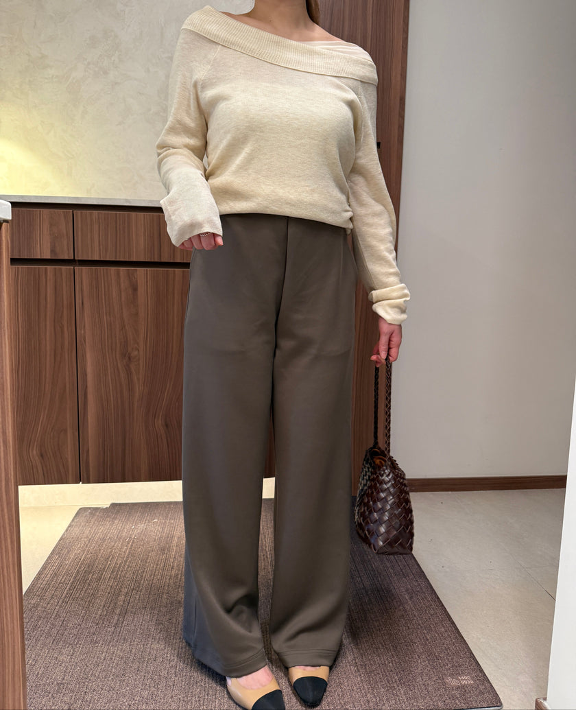 日常高腰直筒垂墜闊褲