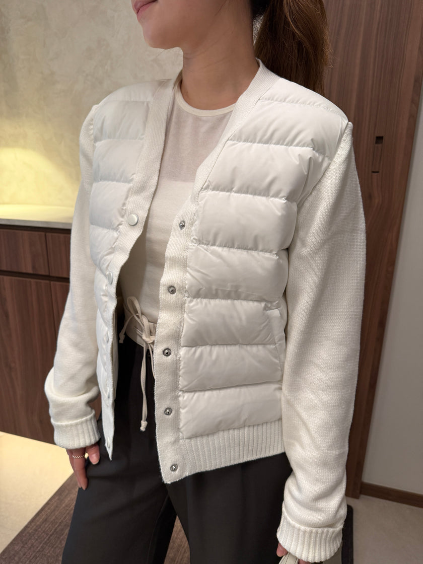 [極輕] 100%鵝絨拼接羊毛針織外套