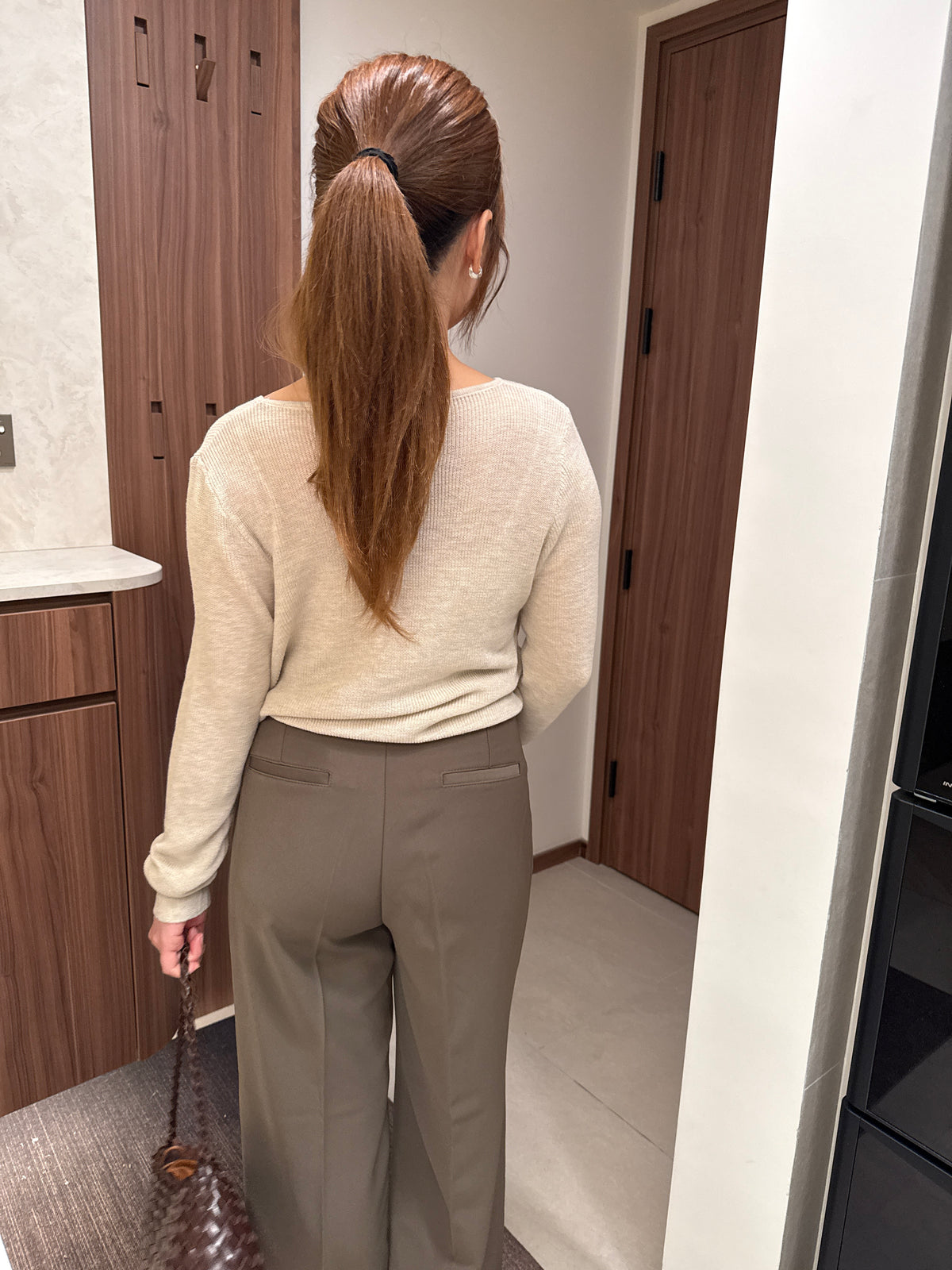 超高腰闊腳直筒西褲