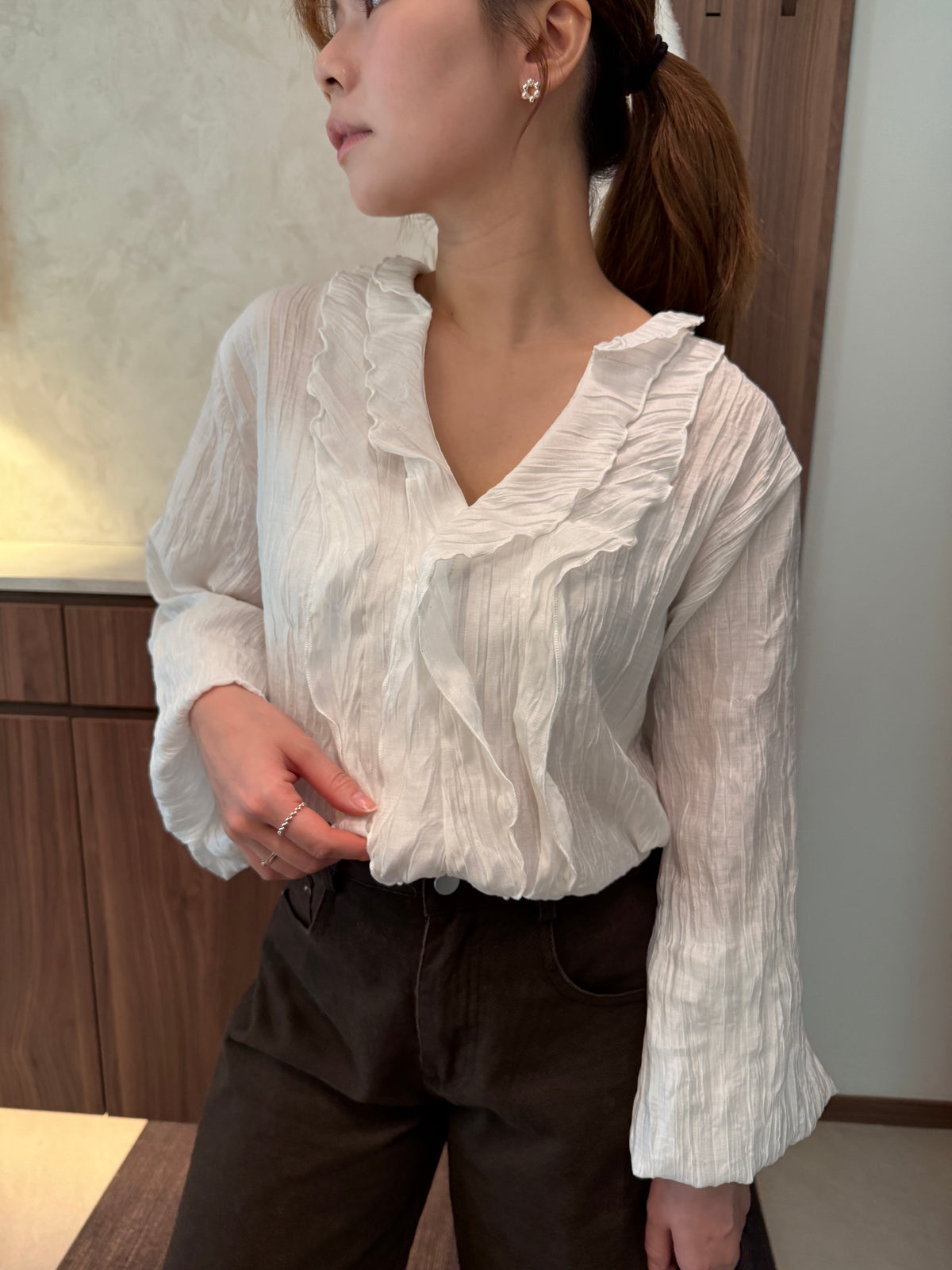 立體縐褶感blouse