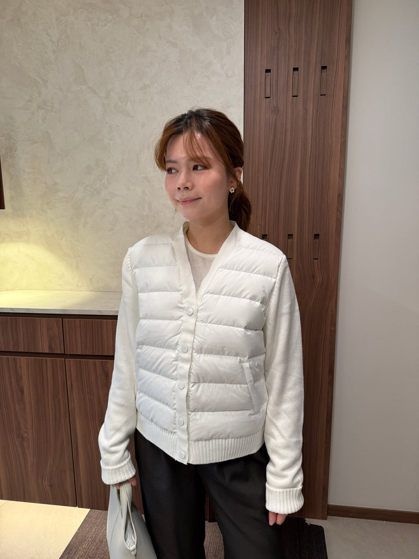 [極輕] 100%鵝絨拼接羊毛針織外套