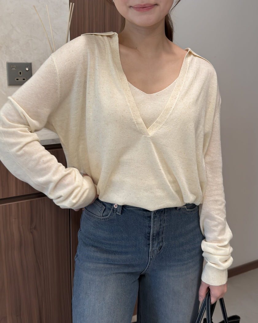 真兩件的亞麻top set