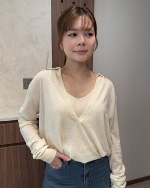 真兩件的亞麻top set