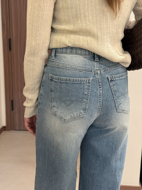 高腰洗水喇叭JEANS