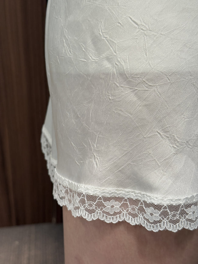 Crinkled Satin Skort